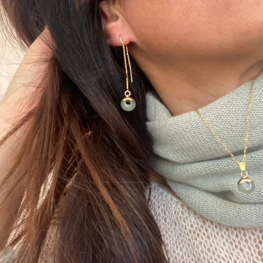 CHICA GAÜCHA - Boucles d'oreilles OLA - chaine fine & Aventurine verte