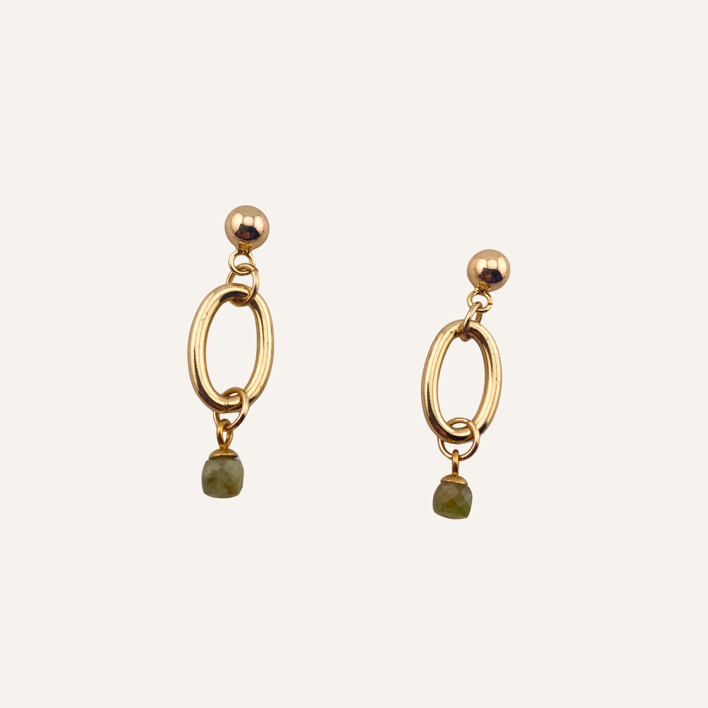 Chica Gaücha - Boucles d'oreilles ESSENTIA - pierre naturelle de prehnite et laiton doré à l'or fin