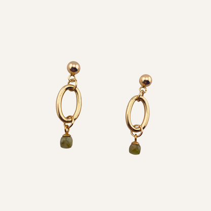 Chica Gaücha - Boucles d'oreilles ESSENTIA - pierre naturelle de prehnite et laiton doré à l'or fin