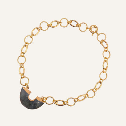 Chica Gaücha - Collier AURA en labradorite naturelle et chaine dorée à l'or fin 18k 