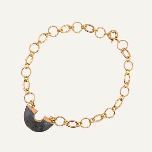 Chica Gaücha - Collier AURA en labradorite naturelle et chaine dorée à l'or fin 18k 