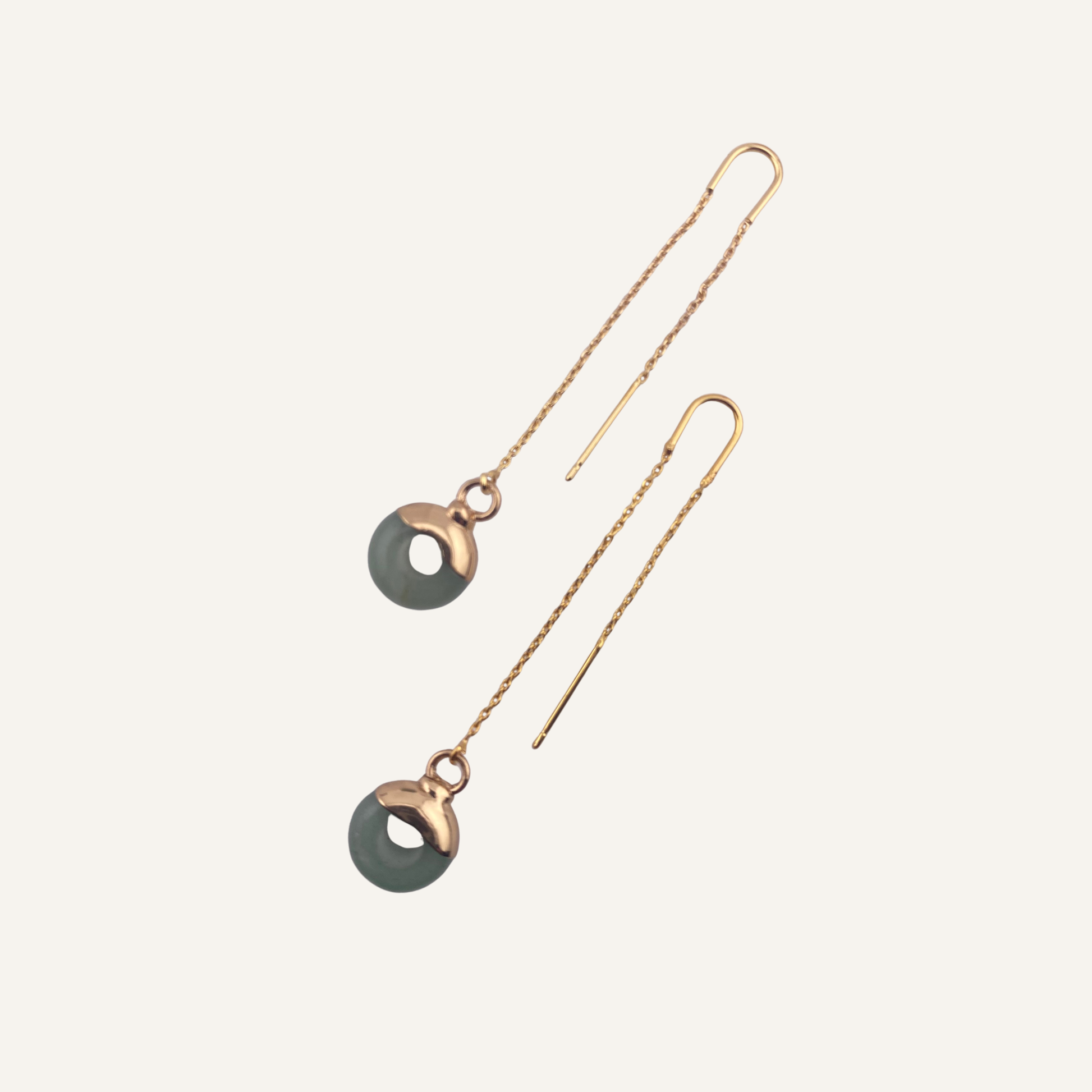 CHICA GAÜCHA - Boucles d'oreilles OLA - chaine fine & Aventurine verte