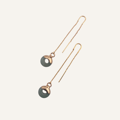 CHICA GAÜCHA - Boucles d'oreilles OLA - chaine fine & Aventurine verte