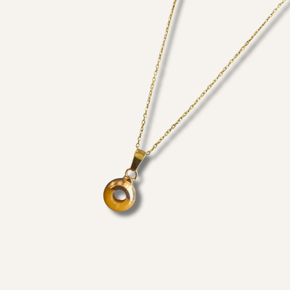 Chica Gaücha - Collier OLA - pendentif rondelle en Aventurine jaune naturelle & acier inoxydable 
