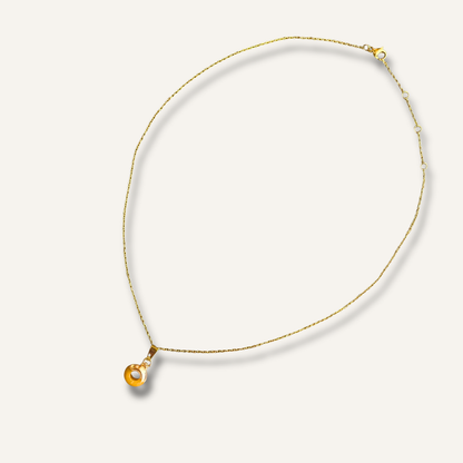 Chica Gaücha - Collier OLA - pendentif rondelle en Aventurine jaune naturelle & acier inoxydable 