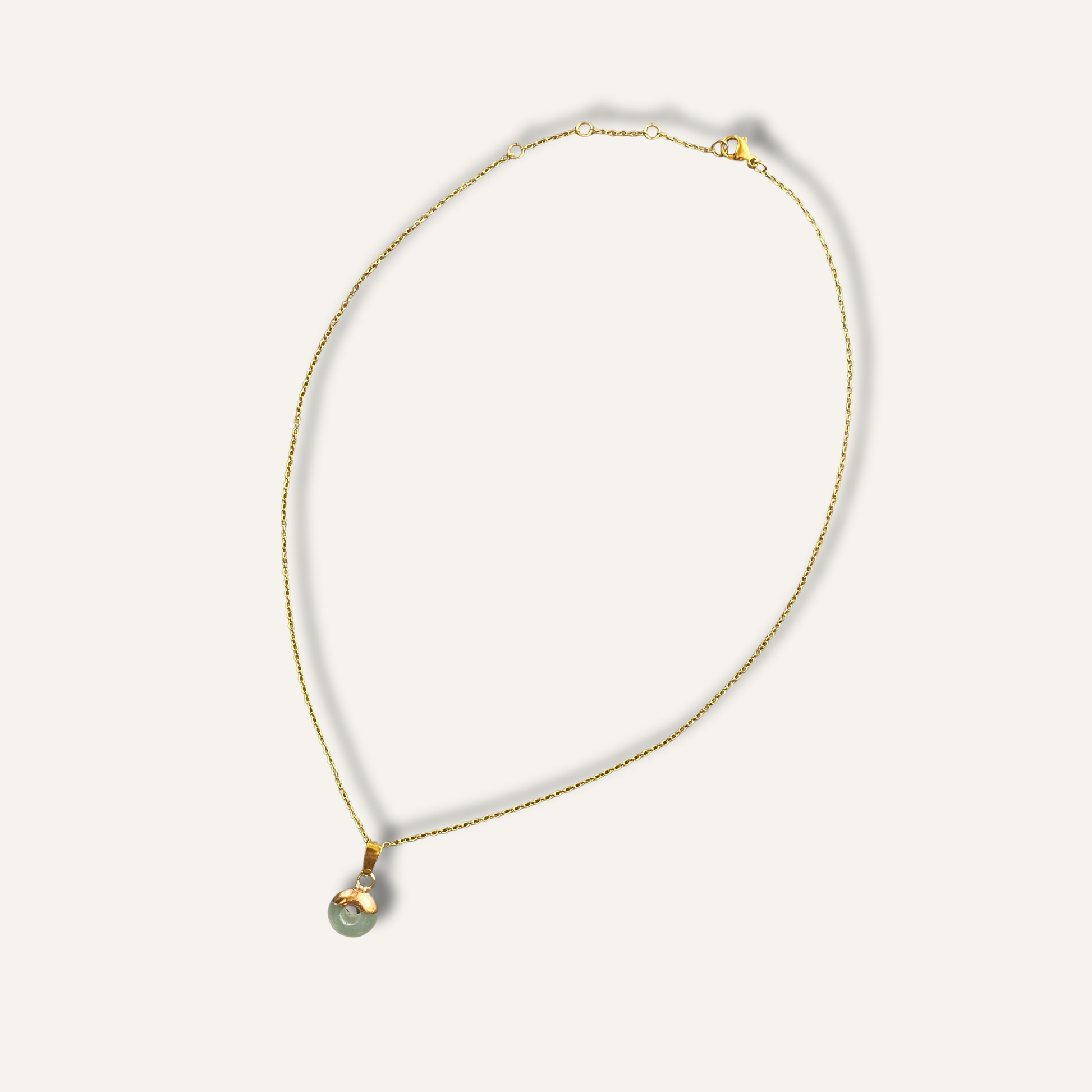 Chica Gaücha - Collier OLA - pendentif rondelle en aventurine verte naturelle & acier inoxydable 