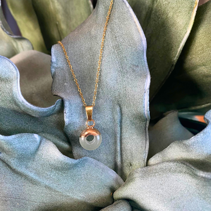 Chica Gaücha - Collier OLA - pendentif rondelle en aventurine verte naturelle & acier inoxydable 