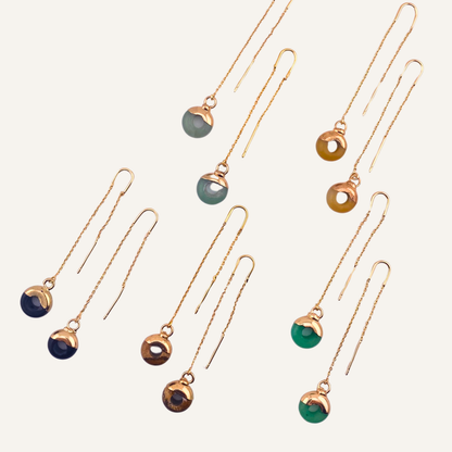 CHICA GAÜCHA - Boucles d'oreilles OLA - chaine fine & Aventurine verte