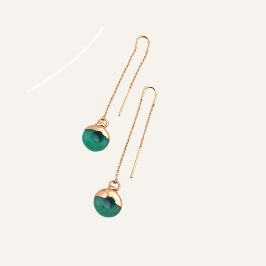 CHICA GAÜCHA - Boucles d'oreilles OLA - chaine fine & Quartz vert