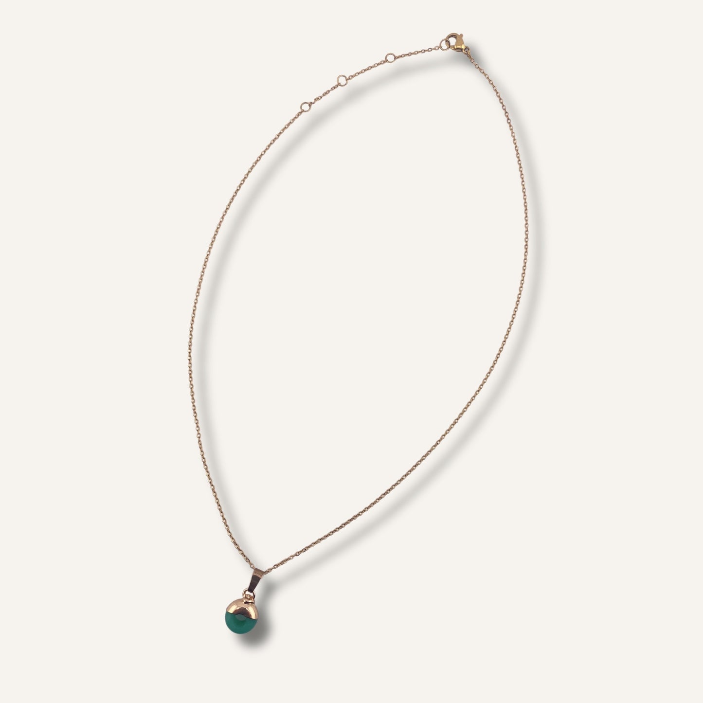 Chica gaÜcha-Collier OLA - pendentif rondelle en Quartz vert naturel & acier inoxydable