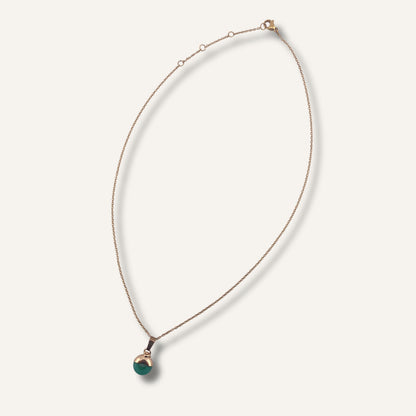 Chica gaÜcha-Collier OLA - pendentif rondelle en Quartz vert naturel & acier inoxydable